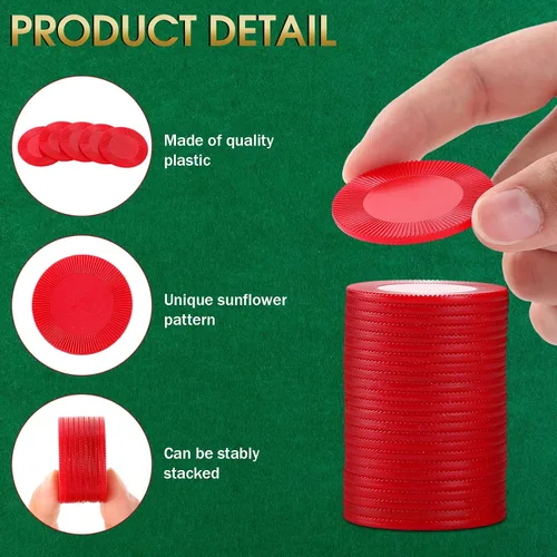 Miniatura 3 de Leitee 500 fichas de póquer de plástico rojo a granel de 1.5 pulgadas, mini fichas de bingo de 1.5 pulgadas, marcadores de fichas en blanco, discos