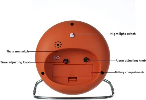 Miniatura 6 de Reloj despertador redondo de 4 pulgadas sin tictac, funciona con pilas, función emisora de luz, reloj despertador súper silencioso, diseño simple