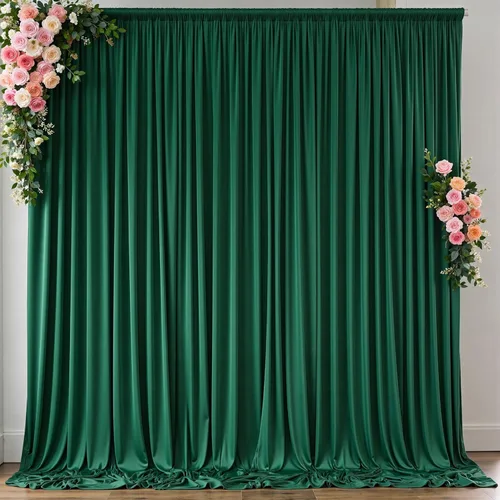 Miniatura 89 de Cortinas de telón de fondo blanco de 30 pies x 8 pies para fiestas de boda, 6 paneles de 5 pies x 8 pies, cortinas de fotografía de poliéster sin