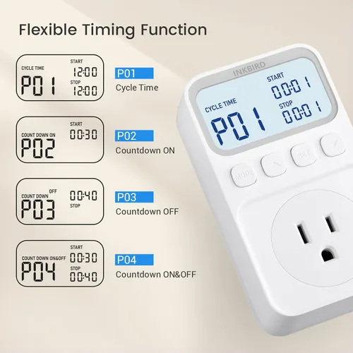 Miniatura 5 de INKBIRD Termostato digital Salida Controlador de temperatura Toma de corriente Control de calefacción/enfriamiento 1200W 10A Pantalla retroiluminada