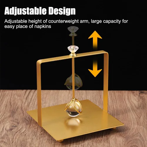 Miniatura 3 de Servilletero, soporte de metal para pañuelos de mesa con asa, soporte rústico para servilletas negro/dorado/plateado para cocina, hotel, cafetería