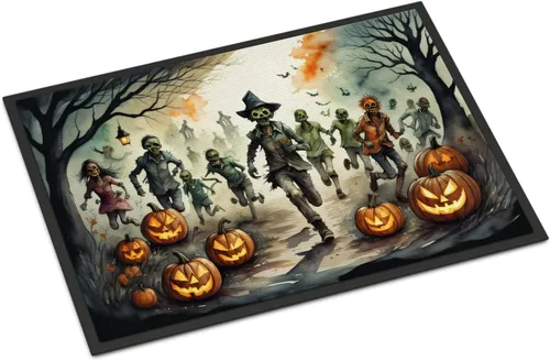 Miniatura 33 de Caroline's Treasures DAC2223MAT - Felpudo espeluznante de Halloween con gato negro de 18 x 27 pulgadas, tapete para puerta delantera