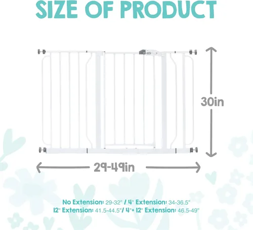 Miniatura 2 de Regalo Easy Step - Puerta de seguridad extra ancha de 49 pulgadas para bebé, incluye kit de extensión de 4 pulgadas y 12 pulgadas, kit de montaje a