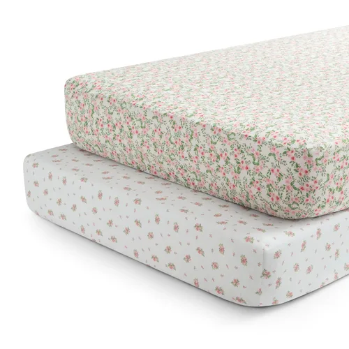 Miniatura 26 de Delta Children Mantas de Recepción para Bebé de Franela 100% Algodón para Niñas y Niños – 30x30 Pulgadas (Paquete de 2), Floral Rosa