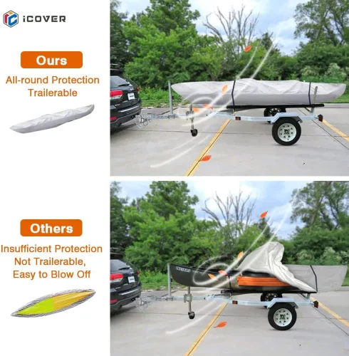 Miniatura 3 de i COVER - Funda para kayak de 16 pies - Resistente al agua 600D de alta resistencia, fundas para kayaks/canoas aptas para canoas o tablas de remo