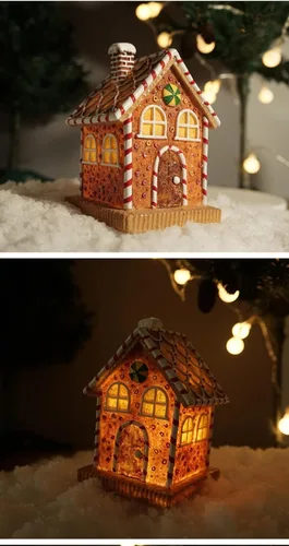 Miniatura 5 de Adornos de figura abstracta de la casa de campo de jengibre sintético, resina luminiscente moderna para el hogar, sala de estar, estantería