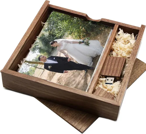 Miniatura 2 de Unidad flash USB de madera de 16 GB USB3.0 TATMOHIK Wedding USB Drive con caja para almacenar fotos, memorias USB de madera, bolígrafo de memoria