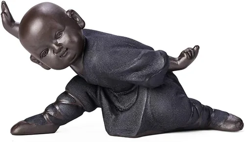 Miniatura 10 de Kingzhuo Estatuilla de Buda en miniatura de cerámica, pequeña y linda estatua de Buda, figura de monje, manualidades creativas para bebés, adornos