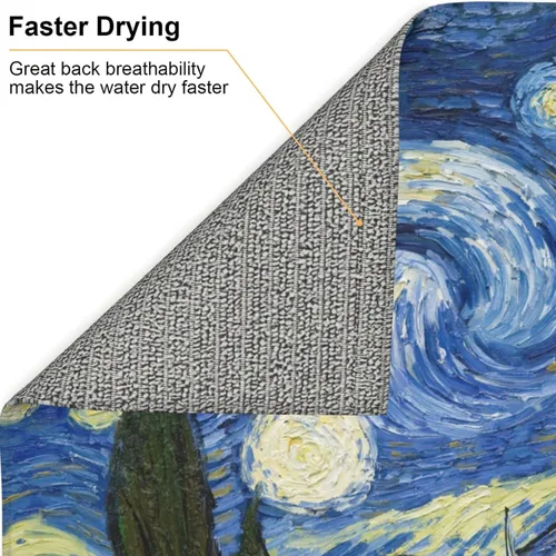 Miniatura 7 de Van Gogh Starry Sky Night Art - Tapete de secado de platos para encimera de cocina, 16 x 18 pulgadas