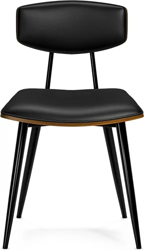 Miniatura 3 de SIMPLIHOME Mavis - Juego de 2 sillas de comedor con marco de hierro moderno de mediados de siglo y sillas de cocina de piel sintética vegana en Negro