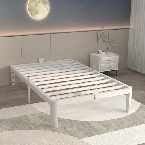 Miniatura 9 de ITIMIDI Marco de Cama Blanco Tamaño Completo de 12 Pulgadas, Marco de Cama de Plataforma de Metal Tamaño Completo Sin Necesidad de Somier, Cabecera