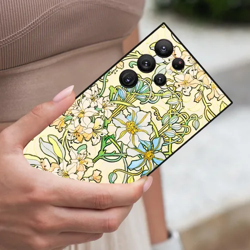 Miniatura 6 de Berkin Arts Funda compatible con Samsung Galaxy S22 Ultra, funda de silicona Art Nouveau Floral Flower (Clematis by Alphonse Mucha)