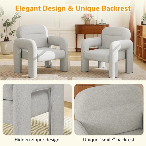 Miniatura 7 de LSSPAID Sillas decorativas, sillones tapizados de tela de línea moderna, cómoda silla de lectura para ocio, sillón individual esponjoso para sala