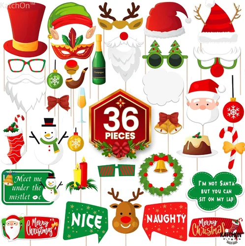 Miniatura 2 de KatchOn, Kit de accesorios para cabina de fotos de Navidad, grande, paquete de 36 Accesorios de fotos de Navidad para fotografía Accesorios