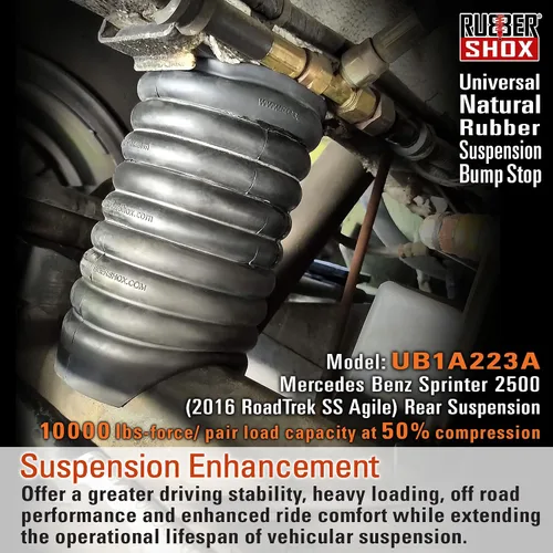 Miniatura 2 de Rubbershox - Tope de goma natural emparejado para RAM ProMaster 1500/2500/3500 Patrón de sistema de mejora de suspensión Capacidad de 9000