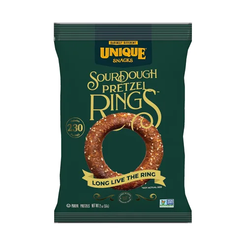 Unique Snacks Anillos de Pretzel Artesanal de Masa Ácida con Cerveza, Deliciosos Bocadillos Horneados al Estilo Casero, Vegano, Certificado Kosher