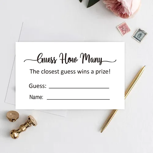 Miniatura 5 de KONKAVA Adivina cuántas cartas de juego, (50 tarjetas), tarjetas de juego para baby shower (minimalista) 3.5 x 2 pulgadas