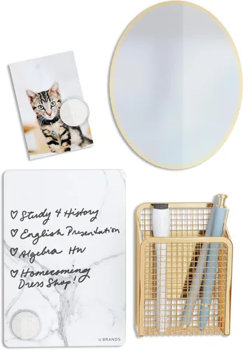 Miniatura 12 de U Brands Kit de accesorios para casillero, artículos esenciales para el regreso a clases, rosa, 6 piezas, incluye pizarra blanca, espejo