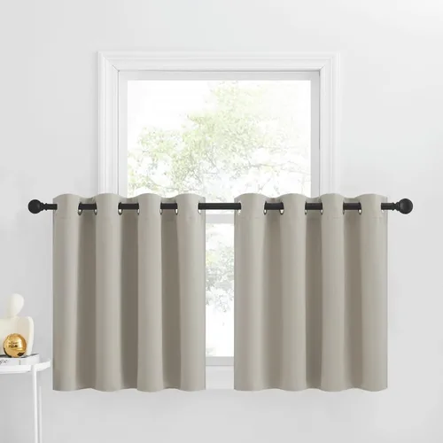 Miniatura 136 de NICETOWN Cortinas opacas de cocina para ventana sobre el fregadero, aislamiento térmico, decoración del hogar, pequeños niveles opacos con ojales