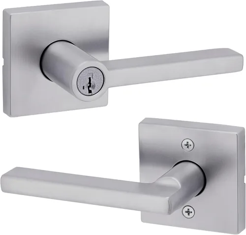 Miniatura 37 de Kwikset Halifax Manija interior de puerta de privacidad con cerradura, manija de puerta para baño y dormitorio, cerradura de botón de presión sin