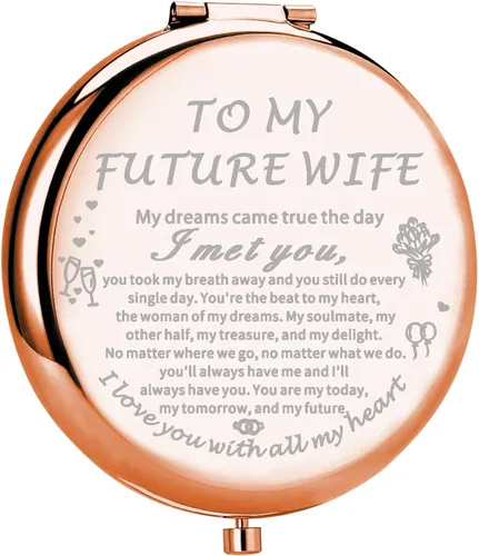UJIMS Regalos para mi futura esposa, espejo de maquillaje de novia para ser novia, regalo de compromiso para alma gemela, prometida, boda para