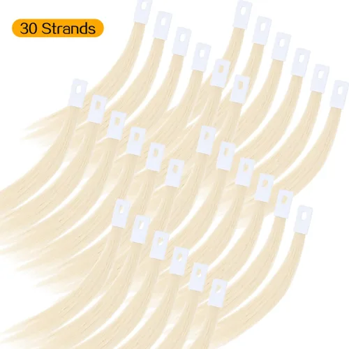 Miniatura 3 de Muestras de cabello para prueba de color, nivel de tono 10 rubio más claro 60, anillos de muestra de cabello humano Remy natural real, 30 hebras por