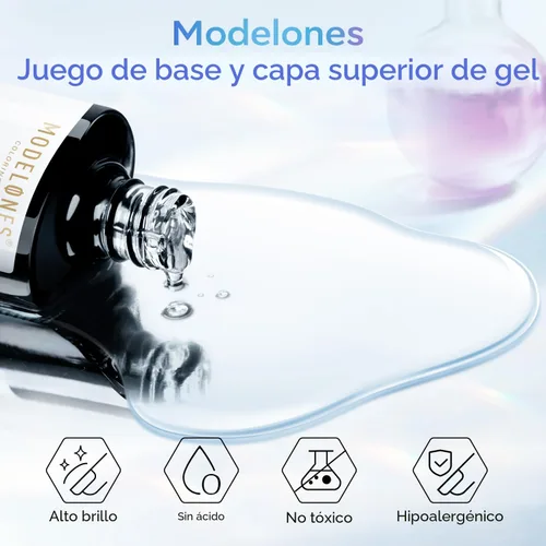 Miniatura 7 de Modelones - Capa superior y capa base de esmalte de gel de 15 ml, 0.5 fl oz, juego de actualización súper brillante, sin ácido, sin necesidad