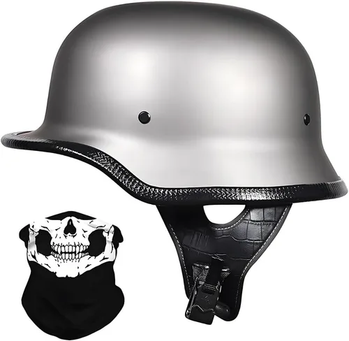 Miniatura 11 de Casco de motocicleta de estilo alemán, casco de motocicleta aprobado por DOT, para adultos, hombres y mujeres, casco de media carcasa de cara