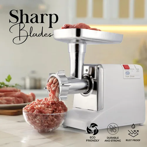 Miniatura 7 de Alpine Cuisine Picadora de carne eléctrica de acero inoxidable de 1000 W con aprobación UL, bandeja de carne de alta capacidad, máquina de relleno