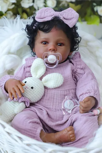 WOOROY Muñecas Realistas Reborn Baby Dolls Niña Negra – Muñeca Afroamericana Recién Nacida de 18 Pulgadas, Cuerpo de Tela Suave Hecho a Mano