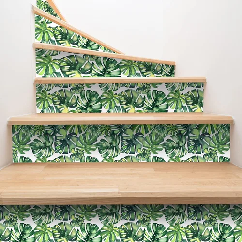 Miniatura 6 de CHIHUT Papel tapiz de hojas de palmera tropical de Monstera con diseño de acuarela para despegar y pegar botánico para sala de estar, dormitorio