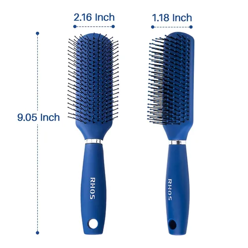 Miniatura 9 de RHOS Cepillo de pelo para hombres – Cepillo desenredante y peinado con cerdas de nailon para cabello húmedo y seco, función de masaje, adecuado
