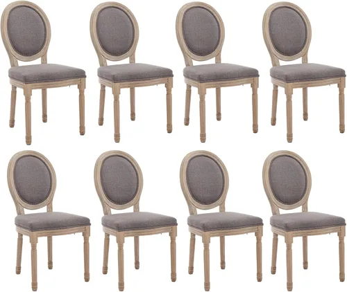 Miniatura 30 de chairus Juego de 2 Sillas de Comedor Estilo Granja Sillas de Comedor de Casa de Campo Francés Sillas Tapizadas de Tela Vintage con Respaldo Redondo
