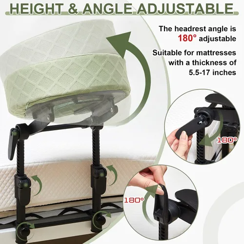 Miniatura 3 de Qunclay Reposacabezas de masaje para cama, color verde, altura ajustable, cuna de masaje en casa, masajes portátiles, soporte para reposacabezas
