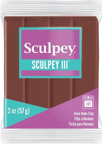 Sculpey III® arcilla polimérica para horno, chocolate, no tóxico, barra de 2 onzas, ideal para modelar, esculpir, vacaciones, bricolaje, medios