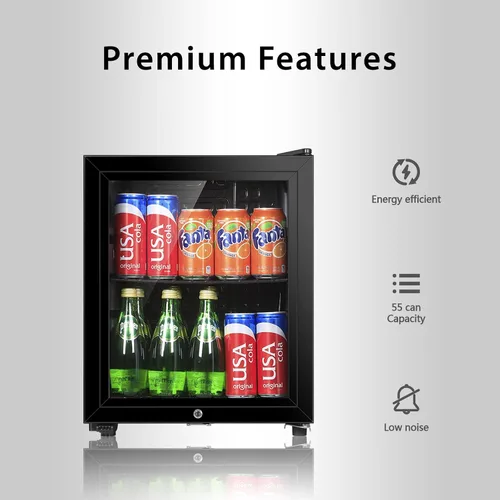 Miniatura 5 de HAILANG - Refrigerador de bebidas, 1.3 pies cúbicos, mini refrigerador con puerta de vidrio para refrescos y cerveza, refrigerador de bebidas