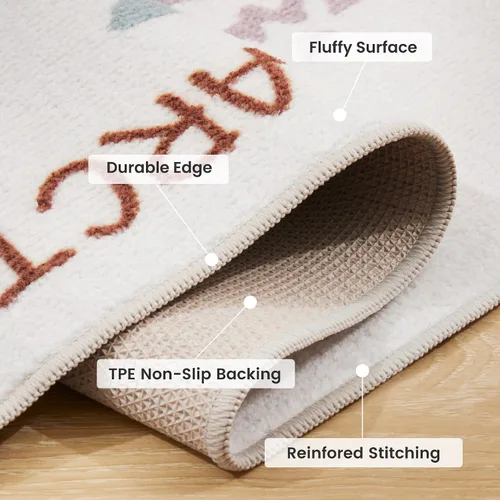 Miniatura 4 de SLEEP ZONE Alfombras infantiles para sala de juegos, alfombra de animales para dormitorio de niños y niñas, alfombra lavable para guardería