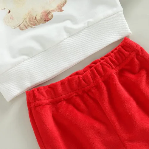 Miniatura 28 de Gueuusu Conjunto de ropa de manga larga para bebé niña con texto en inglés "My 1st Christmas", sudadera de manga larga con pantalones acanalados