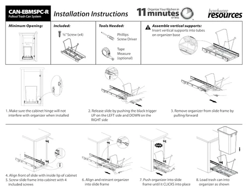 Miniatura 5 de Hardware Resources Sistema de contenedores de residuos de extracción simple de 35 o 50 cuartos de galón, cromo pulido
