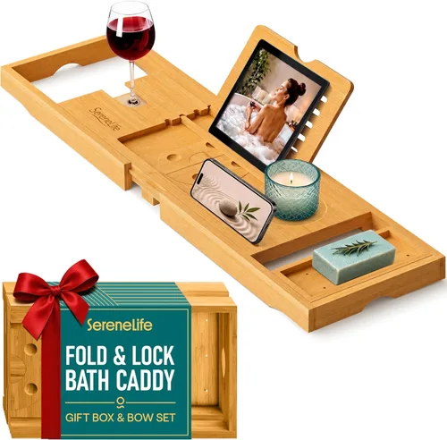 Miniatura 11 de SereneLife Bandeja de bañera de alta calidad, bandeja de baño expandible, regalos únicos de inauguración de la casa, regalo para mamá, mujer, nuevo