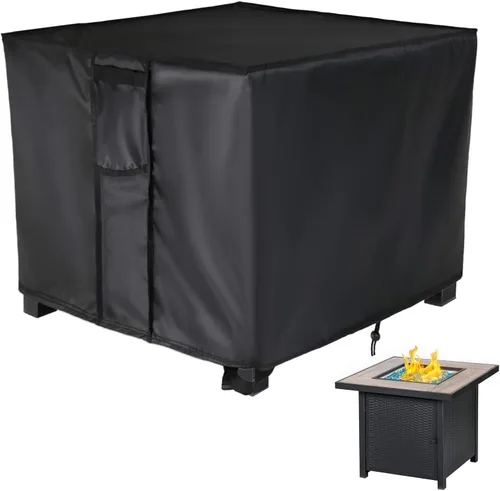 Miniatura 10 de Cubierta rectangular para fogata, impermeable, para mesa de fuego de gas propano al aire libre, 28 pulgadas de largo x 28 pulgadas de ancho x 24