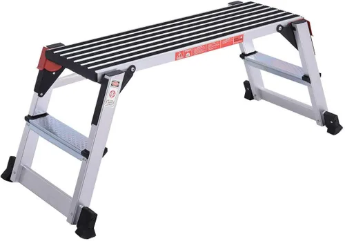 Giantex Banco de trabajo plegable de aluminio antideslizante Plataforma para trabajos de yeso Taburete escalera con capacidad de 330 libras