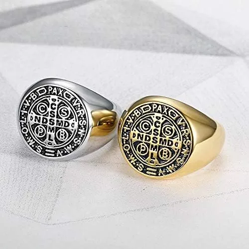 Miniatura 2 de Demon Protection Ghost Hunter CSBP - Anillo católico de San Benito con medalla de exorcismo de acero inoxidable