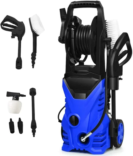 Miniatura 5 de Happygrill Lavadora a presión eléctrica, 2030PSI 1.6GPM máquina pulverizadora de alta presión con manguera de 16.5 pies, cepillo de lavado, botella