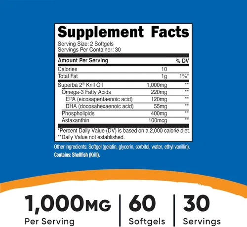 Miniatura 2 de Nutricost Krill Oil 0.03 onzas; 60 softgels líquido, Omega-3 Epa-Dha, 1