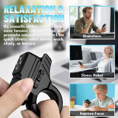 Miniatura 4 de Deslizador 3D Fidget para niños y adultos, anillo de plástico 5 en 1 EDC Fidget Spinner escritorio para aliviar el estrés, rodillo de mano