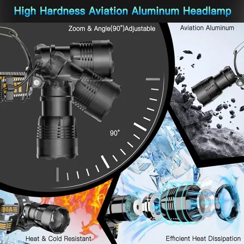Miniatura 4 de UBEE Linterna frontal recargable, 800 lúmenes, lámpara de cabeza LED súper brillante con 7 modos y linterna frontal recargable impermeable IP68