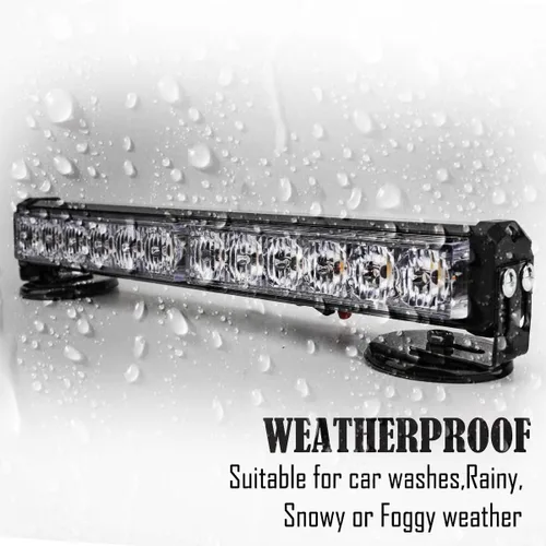 Miniatura 4 de Barra de Luces de Emergencia Inalámbricas Ámbar/Blancas con Batería para Asesor de Tráfico, Baliza LED Estroboscópica de Advertencia para Techo