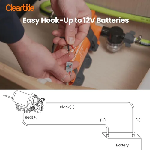 Miniatura 7 de Cleartide Bomba de Diafragma de Agua DC, 12V, 3.3 GPM, 50 PSI, Autocebante 10FT, Autodiagnóstico y Protección contra Funcionamiento en Seco
