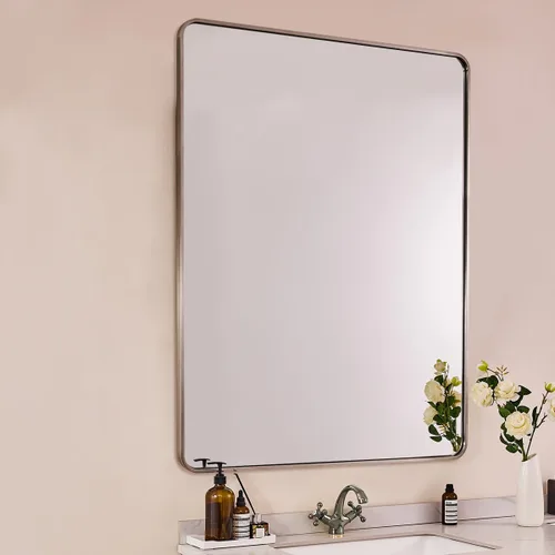 Miniatura 11 de ANDY STAR Espejo de baño negro de 24 x 30 pulgadas, espejos de tocador de baño negros para pared, espejo rectangular redondeado para fregadero